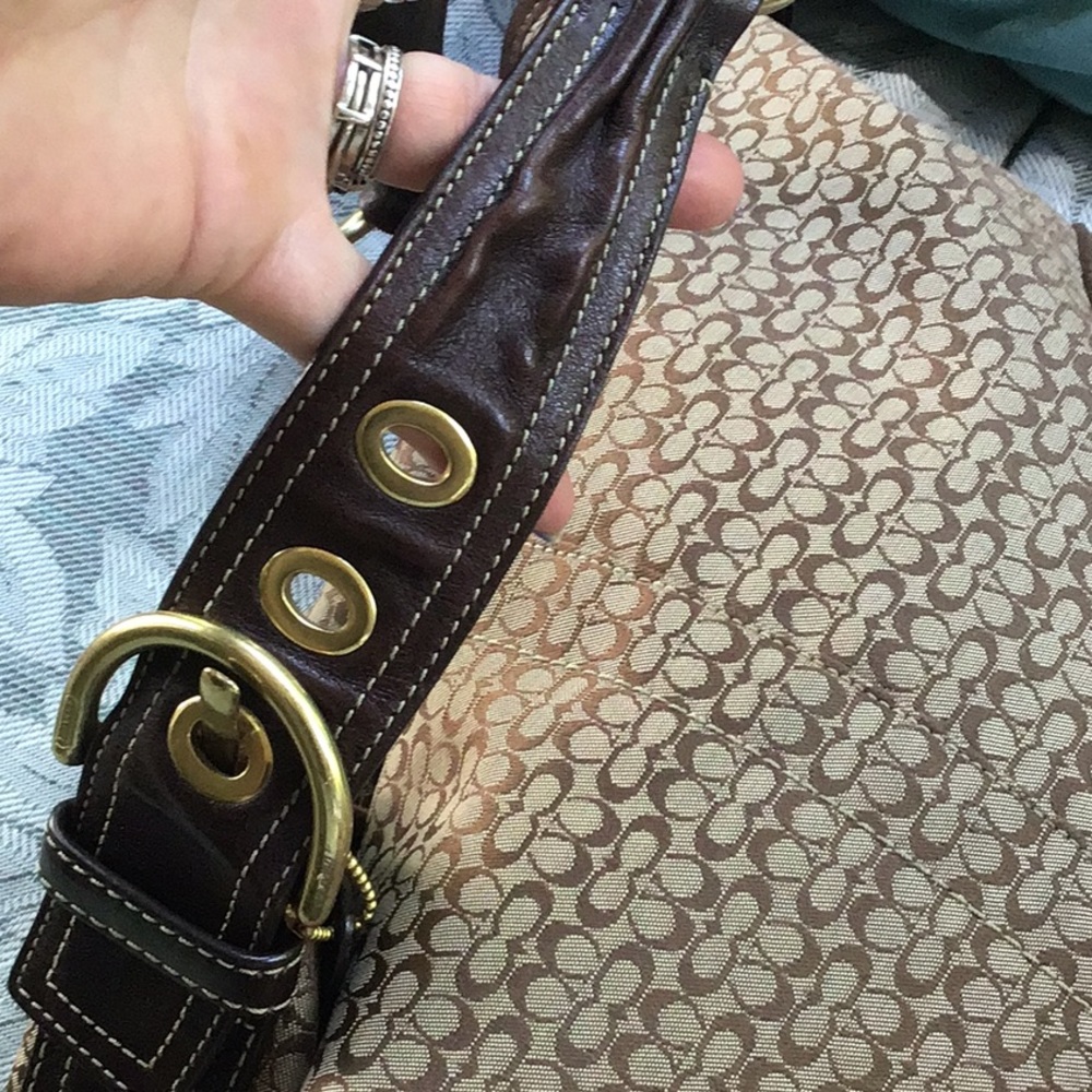 Coach Signature Canvas Hobo Bag in Brown and Tan - Picture 2 of 7